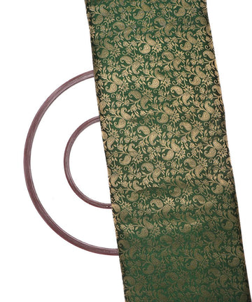 forest green color paisley brocade silk fabric